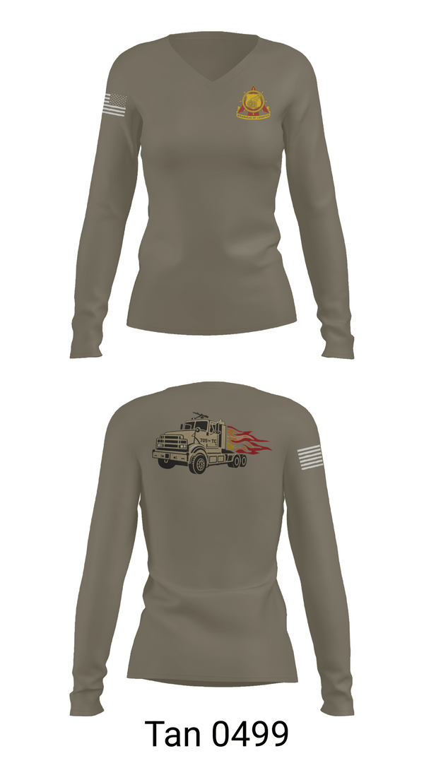 Womens Long Sleeve Vneck Shirt, 705th Transportation Company, Army, Teamtime, Team time, sublimation, custom sports apparel, team uniforms, spirit wear, spiritwear, sports uniforms, custom shirts, team store, custom team store, fundraiser sports, apparel fundraiser