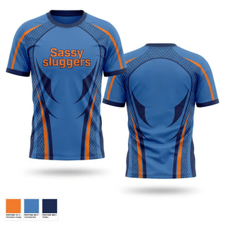 Soft Poly Tee Cotton Like Feel, Sassy sluggers, Softball, Teamtime, Team time, sublimation, custom sports apparel, team uniforms, spirit wear, spiritwear, sports uniforms, custom shirts, team store, custom team store, fundraiser sports, apparel fundraiser