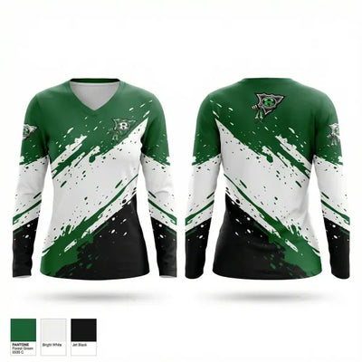 Ridley Green Raiders Girls Flag Football 540718 Women's Long Sleeve V-neck Shirt - 1