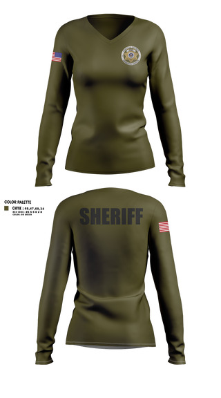Womens Long Sleeve Vneck Shirt, Costilla County Sheriff's Office, Police, Teamtime, Team time, sublimation, custom sports apparel, team uniforms, spirit wear, spiritwear, sports uniforms, custom shirts, team store, custom team store, fundraiser sports, apparel fundraiser