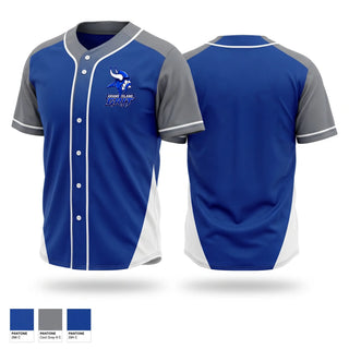 Full Button Baseball Jersey, Grand Island Vikings, Baseball, Teamtime, Team time, sublimation, custom sports apparel, team uniforms, spirit wear, spiritwear, sports uniforms, custom shirts, team store, custom team store, fundraiser sports, apparel fundraiser