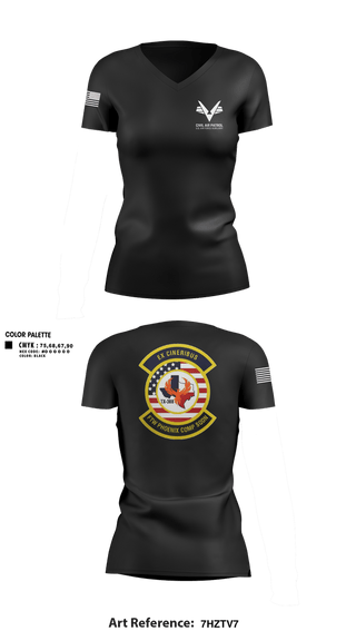 Womens Short Sleeve Vneck Shirt, Civil Air Patrol's Fort Worth Phoenix Composite Squadron, , Teamtime, Team time, sublimation, custom sports apparel, team uniforms, spirit wear, spiritwear, sports uniforms, custom shirts, team store, custom team store, fundraiser sports, apparel fundraiser