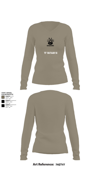 Womens Long Sleeve Vneck Shirt, TF BATAAN S1, Army, Teamtime, Team time, sublimation, custom sports apparel, team uniforms, spirit wear, spiritwear, sports uniforms, custom shirts, team store, custom team store, fundraiser sports, apparel fundraiser