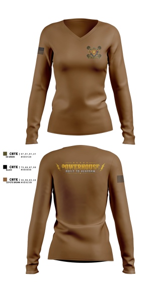 Womens Long Sleeve Vneck Shirt, 59th ORD BDE, Army, Teamtime, Team time, sublimation, custom sports apparel, team uniforms, spirit wear, spiritwear, sports uniforms, custom shirts, team store, custom team store, fundraiser sports, apparel fundraiser