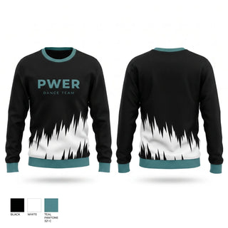 Crew Neck Sweatshirt, PWER Dance Team, Cheer, Teamtime, Team time, sublimation, custom sports apparel, team uniforms, spirit wear, spiritwear, sports uniforms, custom shirts, team store, custom team store, fundraiser sports, apparel fundraiser