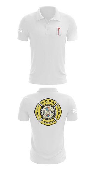 Short Sleeve Performance Polo, Four Communities Fire Department, Fire Department, Teamtime, Team time, sublimation, custom sports apparel, team uniforms, spirit wear, spiritwear, sports uniforms, custom shirts, team store, custom team store, fundraiser sports, apparel fundraiser