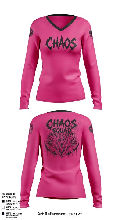 Chaos squad Women's Long Sleeve V-neck Shirt - 6