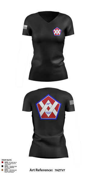 Womens Short Sleeve Vneck Shirt, 55th Sustainment Brigade, , Teamtime, Team time, sublimation, custom sports apparel, team uniforms, spirit wear, spiritwear, sports uniforms, custom shirts, team store, custom team store, fundraiser sports, apparel fundraiser