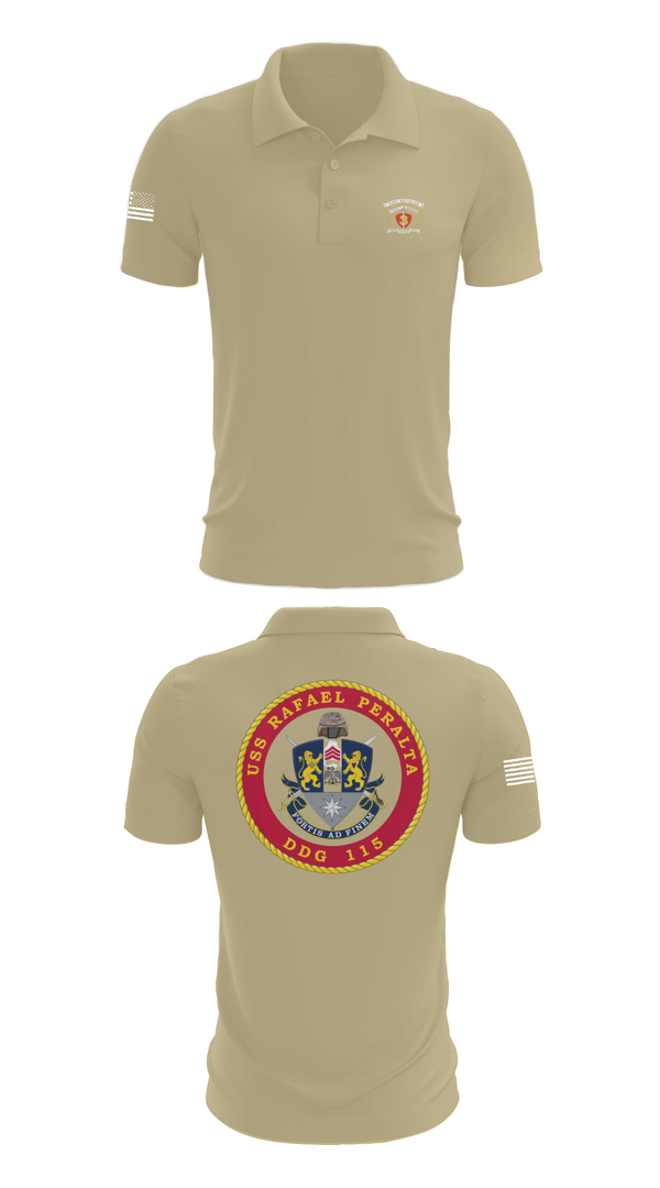 Short Sleeve Performance Polo, USS Rafael Peralta DDG 115, Navy, Teamtime, Team time, sublimation, custom sports apparel, team uniforms, spirit wear, spiritwear, sports uniforms, custom shirts, team store, custom team store, fundraiser sports, apparel fundraiser
