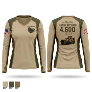 Womens Long Sleeve Vneck Shirt, L3Harris, Army, Teamtime, Team time, sublimation, custom sports apparel, team uniforms, spirit wear, spiritwear, sports uniforms, custom shirts, team store, custom team store, fundraiser sports, apparel fundraiser