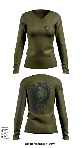 Womens Long Sleeve Vneck Shirt, Central County SWAT, , Teamtime, Team time, sublimation, custom sports apparel, team uniforms, spirit wear, spiritwear, sports uniforms, custom shirts, team store, custom team store, fundraiser sports, apparel fundraiser