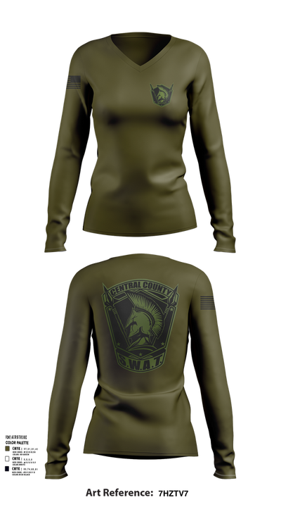 Central County SWAT 7539142 Women's Long Sleeve V-neck Shirt - 101