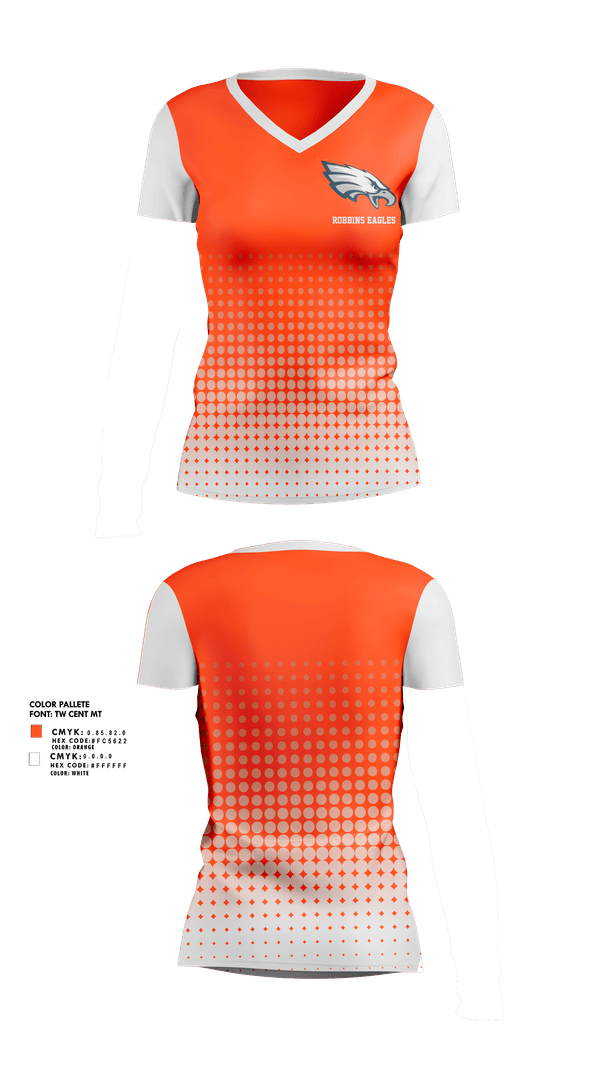 Womens Short Sleeve Vneck Shirt, Robbins Eagles, , Teamtime, Team time, sublimation, custom sports apparel, team uniforms, spirit wear, spiritwear, sports uniforms, custom shirts, team store, custom team store, fundraiser sports, apparel fundraiser