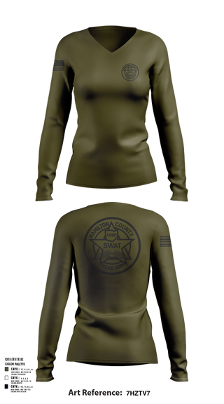 Womens Long Sleeve Vneck Shirt, HCPA Swat, , Teamtime, Team time, sublimation, custom sports apparel, team uniforms, spirit wear, spiritwear, sports uniforms, custom shirts, team store, custom team store, fundraiser sports, apparel fundraiser