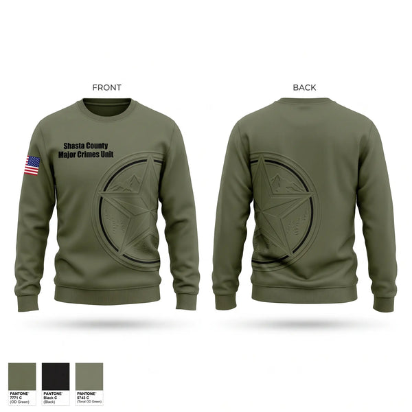 Crew Neck Sweatshirt, Shasta County Major Crimes Unit, Police, Teamtime, Team time, sublimation, custom sports apparel, team uniforms, spirit wear, spiritwear, sports uniforms, custom shirts, team store, custom team store, fundraiser sports, apparel fundraiser