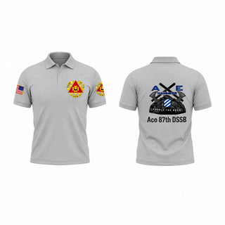 Short Sleeve Performance Polo, Aco 87th DSSB, Army, Teamtime, Team time, sublimation, custom sports apparel, team uniforms, spirit wear, spiritwear, sports uniforms, custom shirts, team store, custom team store, fundraiser sports, apparel fundraiser