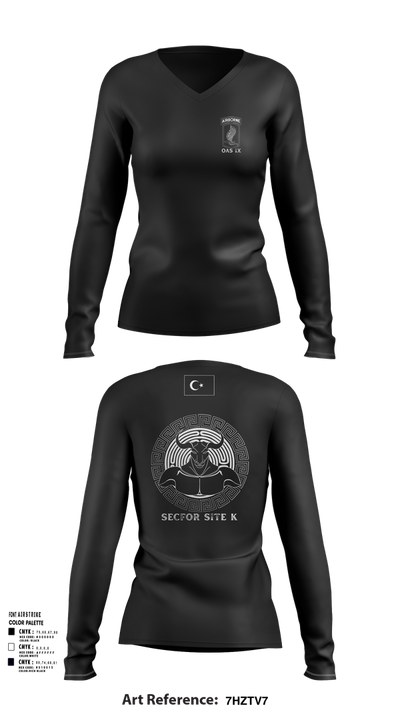 173RD ABN 21007449 Women's Long Sleeve V-neck Shirt - 107