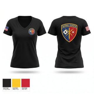 Womens Short Sleeve Vneck Shirt, 149th Signal Company, National Guard, Teamtime, Team time, sublimation, custom sports apparel, team uniforms, spirit wear, spiritwear, sports uniforms, custom shirts, team store, custom team store, fundraiser sports, apparel fundraiser