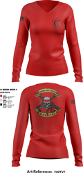 1st Battalion 2nd Marines Charlie Company 11974210 Women's Long Sleeve V-neck Shirt - 2