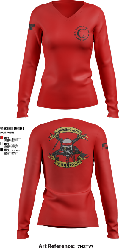1st Battalion 2nd Marines Charlie Company 11974210 Women's Long Sleeve V-neck Shirt - 2