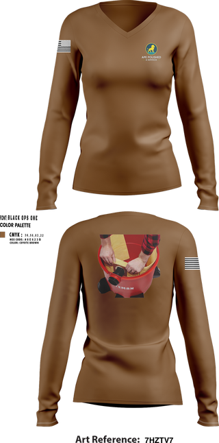 Womens Long Sleeve Vneck Shirt, Ape Polish Service, , Teamtime, Team time, sublimation, custom sports apparel, team uniforms, spirit wear, spiritwear, sports uniforms, custom shirts, team store, custom team store, fundraiser sports, apparel fundraiser