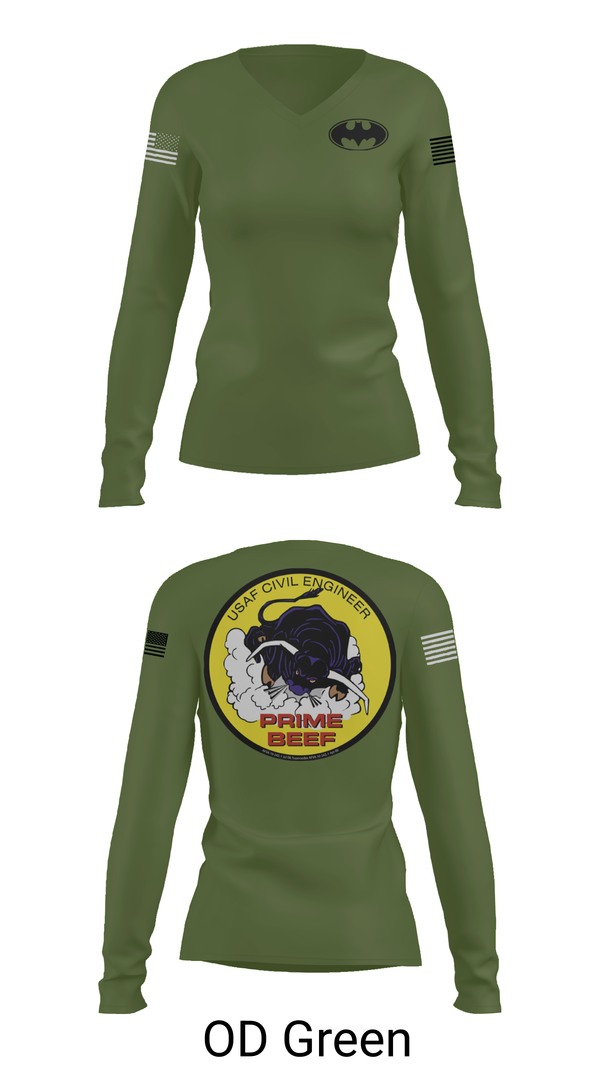 Womens Long Sleeve Vneck Shirt, 185th CES, Navy, Teamtime, Team time, sublimation, custom sports apparel, team uniforms, spirit wear, spiritwear, sports uniforms, custom shirts, team store, custom team store, fundraiser sports, apparel fundraiser