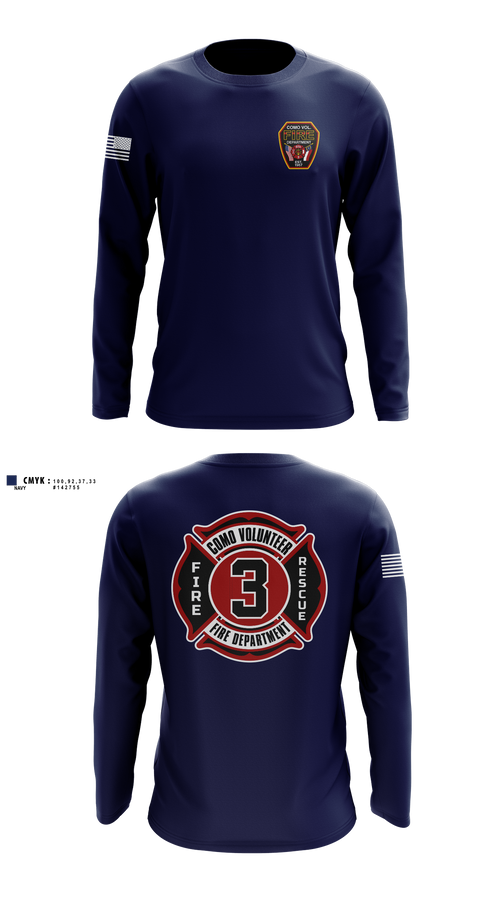 Long Sleeve Performance Shirt, Como Volunteer Fire Department, Fire Department, Teamtime, Team time, sublimation, custom sports apparel, team uniforms, spirit wear, spiritwear, sports uniforms, custom shirts, team store, custom team store, fundraiser sports, apparel fundraiser