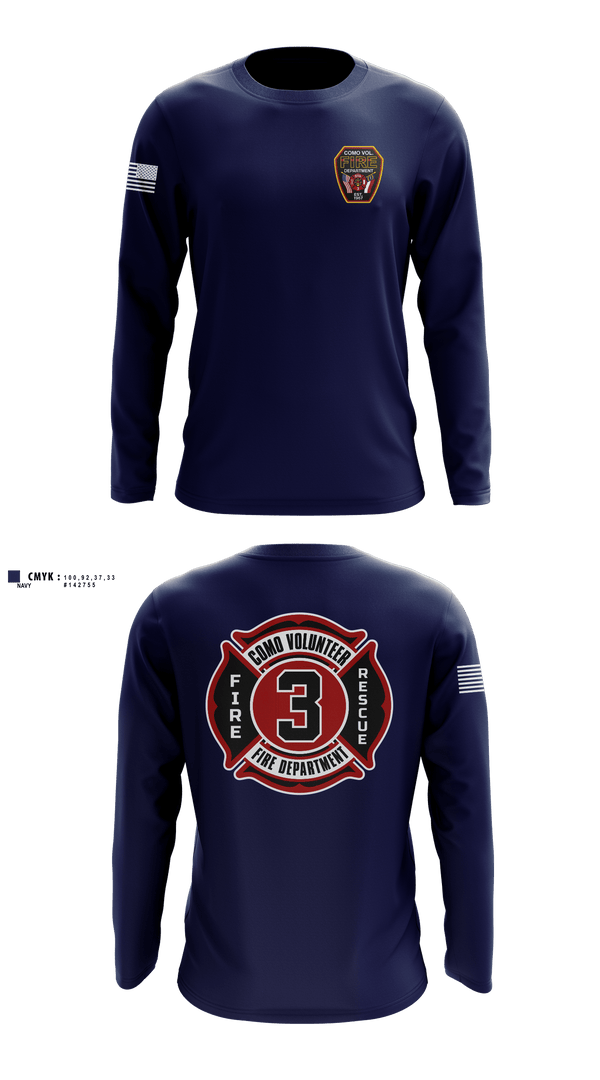 Long Sleeve Performance Shirt, Como Volunteer Fire Department, Fire Department, Teamtime, Team time, sublimation, custom sports apparel, team uniforms, spirit wear, spiritwear, sports uniforms, custom shirts, team store, custom team store, fundraiser sports, apparel fundraiser