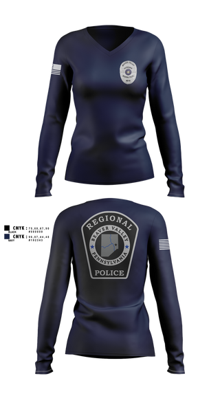 Womens Long Sleeve Vneck Shirt, Beaver Valley Regional Police Department, Police, Teamtime, Team time, sublimation, custom sports apparel, team uniforms, spirit wear, spiritwear, sports uniforms, custom shirts, team store, custom team store, fundraiser sports, apparel fundraiser