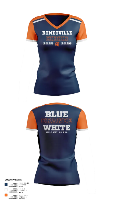 Romeoville Cheer 68931364 Women's Short Sleeve V-neck Shirt - 21