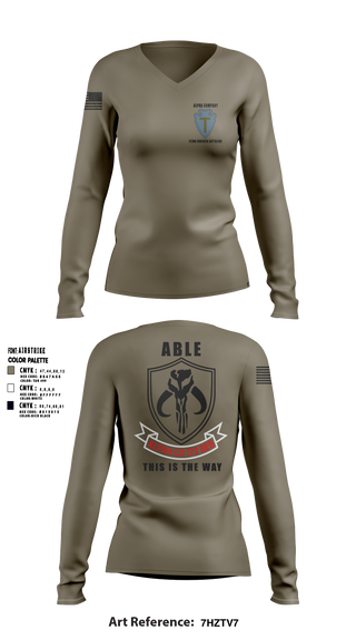 Womens Long Sleeve Vneck Shirt, A Co 172 BEB, National Guard, Teamtime, Team time, sublimation, custom sports apparel, team uniforms, spirit wear, spiritwear, sports uniforms, custom shirts, team store, custom team store, fundraiser sports, apparel fundraiser