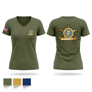 Womens Short Sleeve Vneck Shirt, Elkhart county sheriff office explorer program, Police, Teamtime, Team time, sublimation, custom sports apparel, team uniforms, spirit wear, spiritwear, sports uniforms, custom shirts, team store, custom team store, fundraiser sports, apparel fundraiser