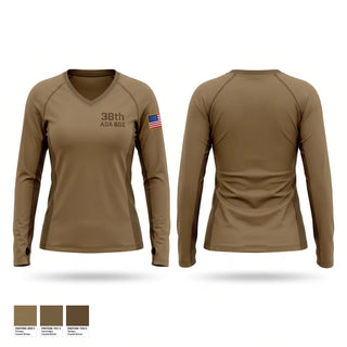 Womens Long Sleeve Vneck Shirt, 38th ADA BDE, Army, Teamtime, Team time, sublimation, custom sports apparel, team uniforms, spirit wear, spiritwear, sports uniforms, custom shirts, team store, custom team store, fundraiser sports, apparel fundraiser