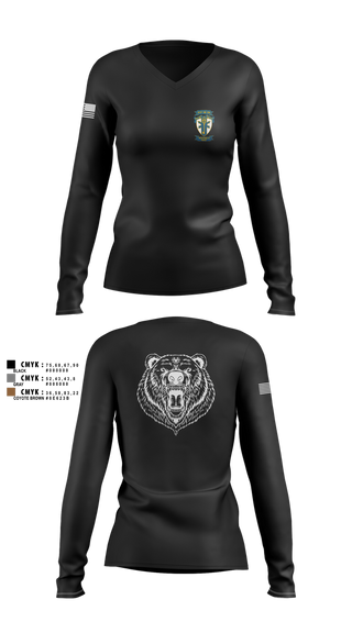 Womens Long Sleeve Vneck Shirt, HQ, 309TH MI BN, , Teamtime, Team time, sublimation, custom sports apparel, team uniforms, spirit wear, spiritwear, sports uniforms, custom shirts, team store, custom team store, fundraiser sports, apparel fundraiser