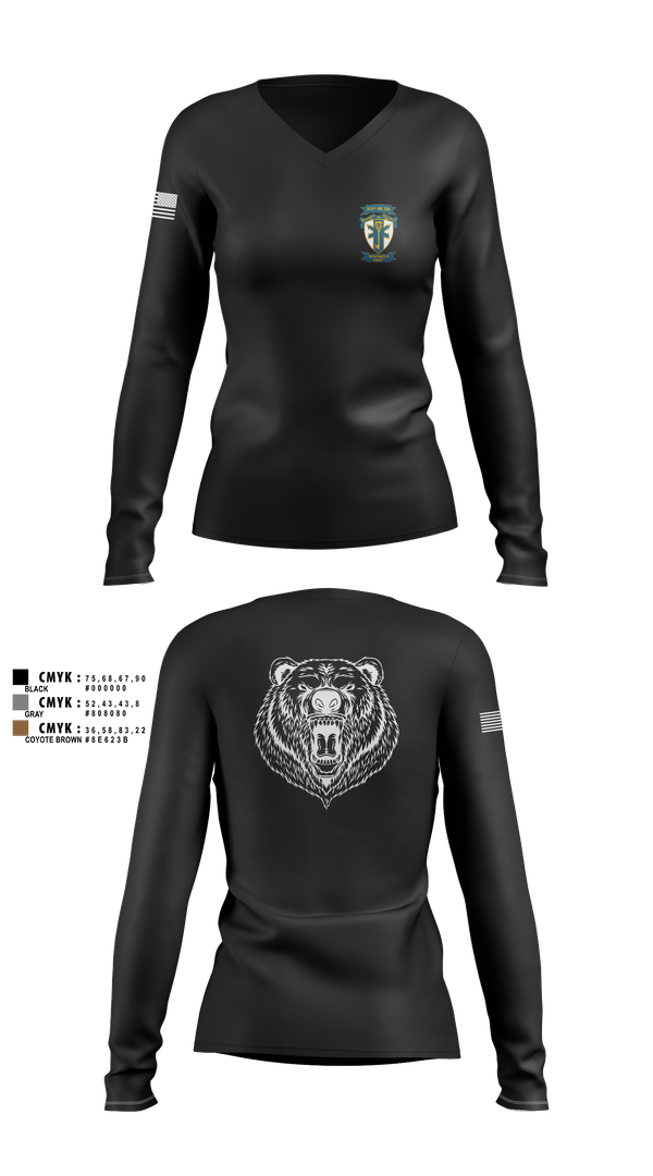 Womens Long Sleeve Vneck Shirt, HQ, 309TH MI BN, , Teamtime, Team time, sublimation, custom sports apparel, team uniforms, spirit wear, spiritwear, sports uniforms, custom shirts, team store, custom team store, fundraiser sports, apparel fundraiser