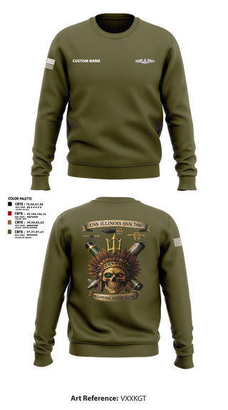 Crew Neck Sweatshirt, USS Illinois (SSN 786), , Teamtime, Team time, sublimation, custom sports apparel, team uniforms, spirit wear, spiritwear, sports uniforms, custom shirts, team store, custom team store, fundraiser sports, apparel fundraiser