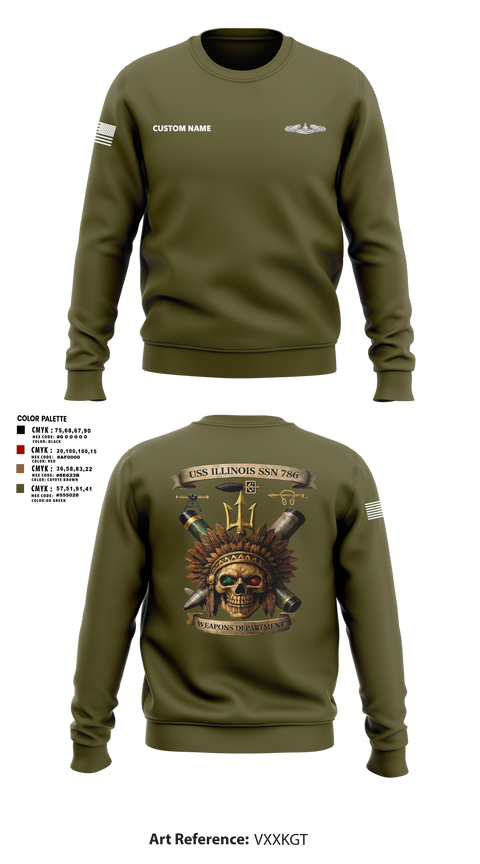 Crew Neck Sweatshirt, USS Illinois (SSN 786), , Teamtime, Team time, sublimation, custom sports apparel, team uniforms, spirit wear, spiritwear, sports uniforms, custom shirts, team store, custom team store, fundraiser sports, apparel fundraiser
