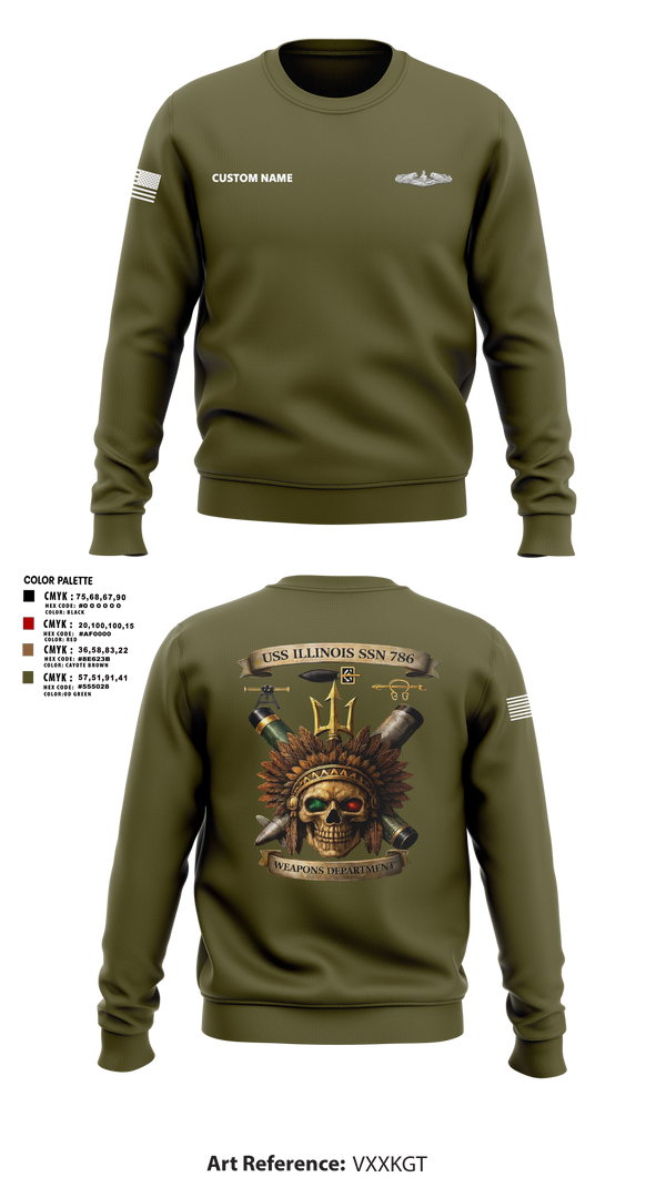 Crew Neck Sweatshirt, USS Illinois (SSN 786), , Teamtime, Team time, sublimation, custom sports apparel, team uniforms, spirit wear, spiritwear, sports uniforms, custom shirts, team store, custom team store, fundraiser sports, apparel fundraiser