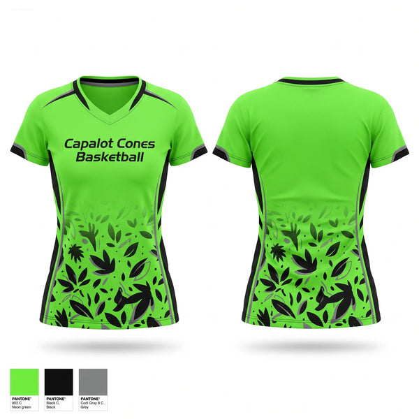 Womens Short Sleeve Vneck Shirt, Capalot Cones Basketball, Men's Basketball, Teamtime, Team time, sublimation, custom sports apparel, team uniforms, spirit wear, spiritwear, sports uniforms, custom shirts, team store, custom team store, fundraiser sports, apparel fundraiser