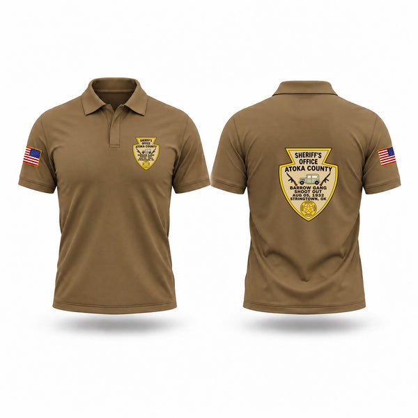 Short Sleeve Performance Polo, Atoka County Sheriff’s Office, Police, Teamtime, Team time, sublimation, custom sports apparel, team uniforms, spirit wear, spiritwear, sports uniforms, custom shirts, team store, custom team store, fundraiser sports, apparel fundraiser