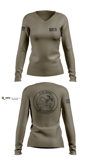 Womens Long Sleeve Vneck Shirt, MRBN- A Co, Army, Teamtime, Team time, sublimation, custom sports apparel, team uniforms, spirit wear, spiritwear, sports uniforms, custom shirts, team store, custom team store, fundraiser sports, apparel fundraiser