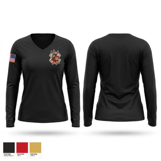 Womens Long Sleeve Vneck Shirt, Crazy 8s, Fire Department, Teamtime, Team time, sublimation, custom sports apparel, team uniforms, spirit wear, spiritwear, sports uniforms, custom shirts, team store, custom team store, fundraiser sports, apparel fundraiser