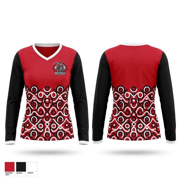 Womens Long Sleeve Vneck Shirt, Brevard Elite Reaperz, , Teamtime, Team time, sublimation, custom sports apparel, team uniforms, spirit wear, spiritwear, sports uniforms, custom shirts, team store, custom team store, fundraiser sports, apparel fundraiser
