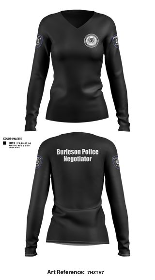 Womens Long Sleeve Vneck Shirt, Burleson Police Department Crisis Negotiation Team, Police, Teamtime, Team time, sublimation, custom sports apparel, team uniforms, spirit wear, spiritwear, sports uniforms, custom shirts, team store, custom team store, fundraiser sports, apparel fundraiser