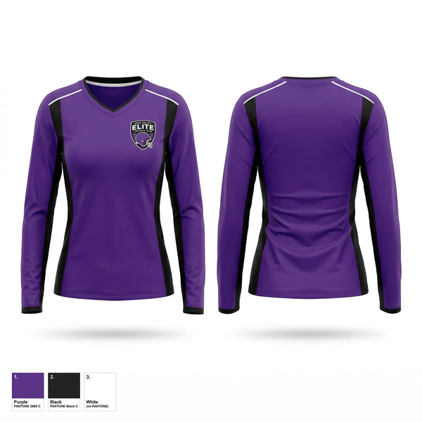 Womens Long Sleeve Vneck Shirt, Ohio Valley Elite Football Club, , Teamtime, Team time, sublimation, custom sports apparel, team uniforms, spirit wear, spiritwear, sports uniforms, custom shirts, team store, custom team store, fundraiser sports, apparel fundraiser