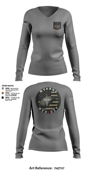 Womens Long Sleeve Vneck Shirt, WV ARNG Med Det, , Teamtime, Team time, sublimation, custom sports apparel, team uniforms, spirit wear, spiritwear, sports uniforms, custom shirts, team store, custom team store, fundraiser sports, apparel fundraiser