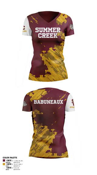 Womens Short Sleeve Vneck Shirt, Summer Creek High School Bowling, Bowling, Teamtime, Team time, sublimation, custom sports apparel, team uniforms, spirit wear, spiritwear, sports uniforms, custom shirts, team store, custom team store, fundraiser sports, apparel fundraiser