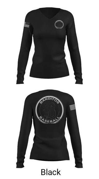 Women's Long Sleeve Vneck Shirt, BANDITOS, Baseball, Teamtime, Team time, sublimation, custom sports apparel, team uniforms, spirit wear, spiritwear, sports uniforms, custom shirts, team store, custom team store, fundraiser sports, apparel fundraiser