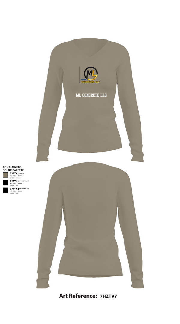 Womens Long Sleeve Vneck Shirt, ML concrete Llc, , Teamtime, Team time, sublimation, custom sports apparel, team uniforms, spirit wear, spiritwear, sports uniforms, custom shirts, team store, custom team store, fundraiser sports, apparel fundraiser
