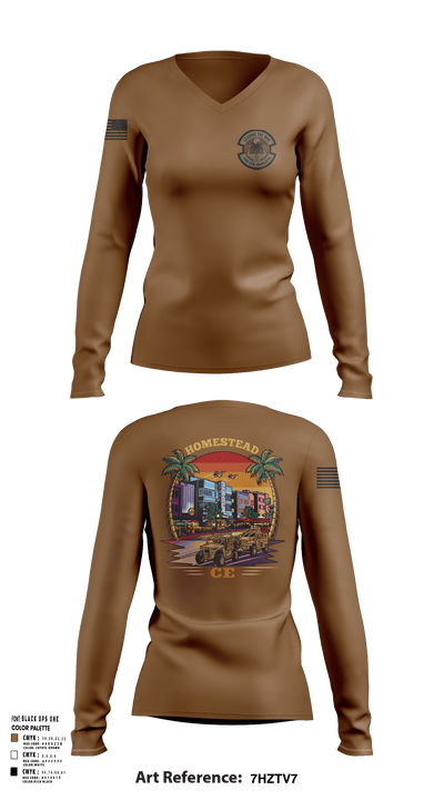 482D Civil Engineer Squadron 21891413 Women's Long Sleeve V-neck Shirt -1 123